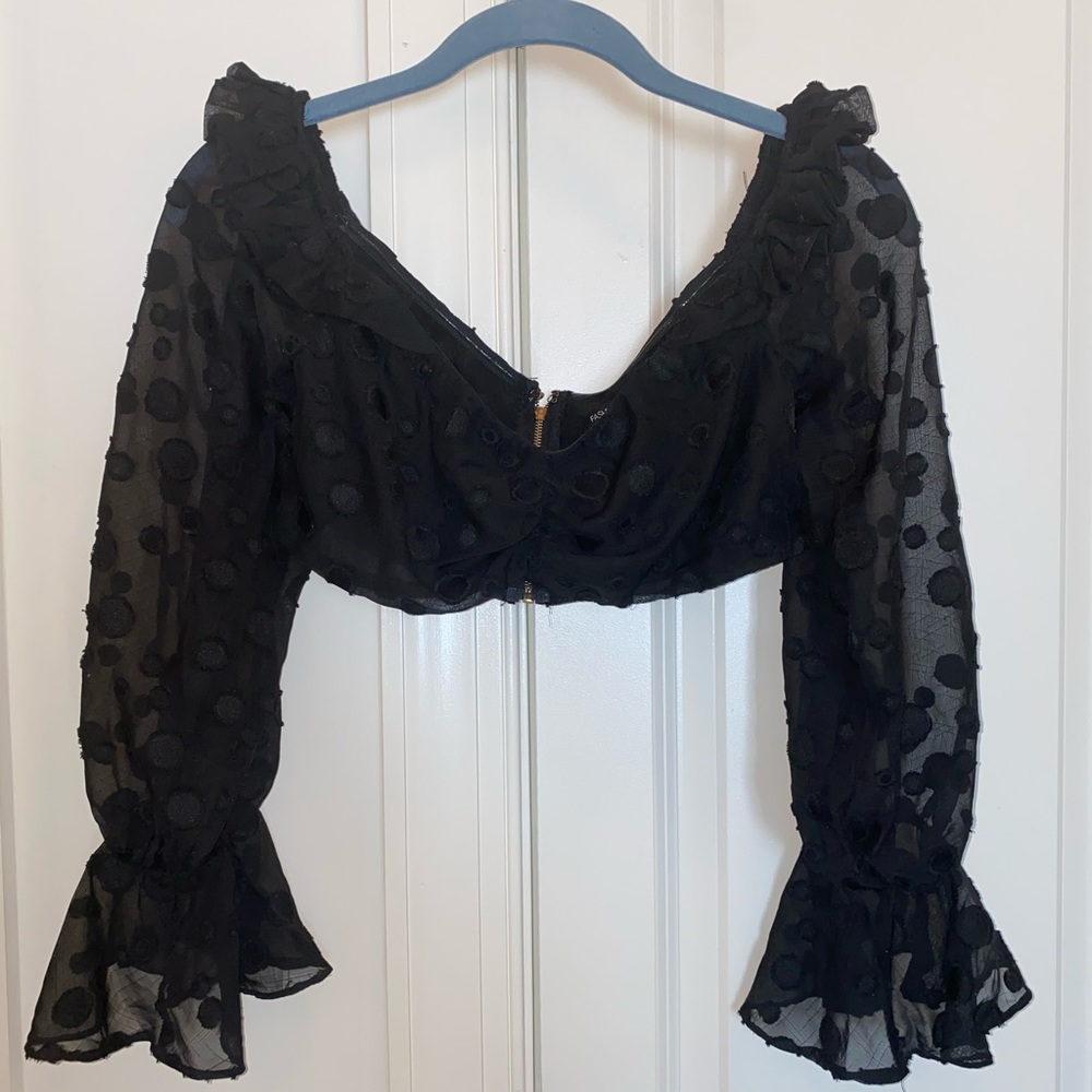 Long sleeve lace dressy crop top